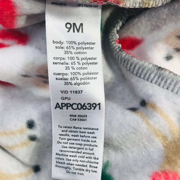 2 Pack Just One You Made By Carter's Baby Size 9 Month Santa Footed Pajama New - Picture 6 of 16